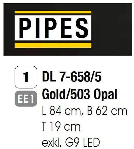 Plafoniera, Lustra aplicata tavan design modern PIPES, 24K gold plated