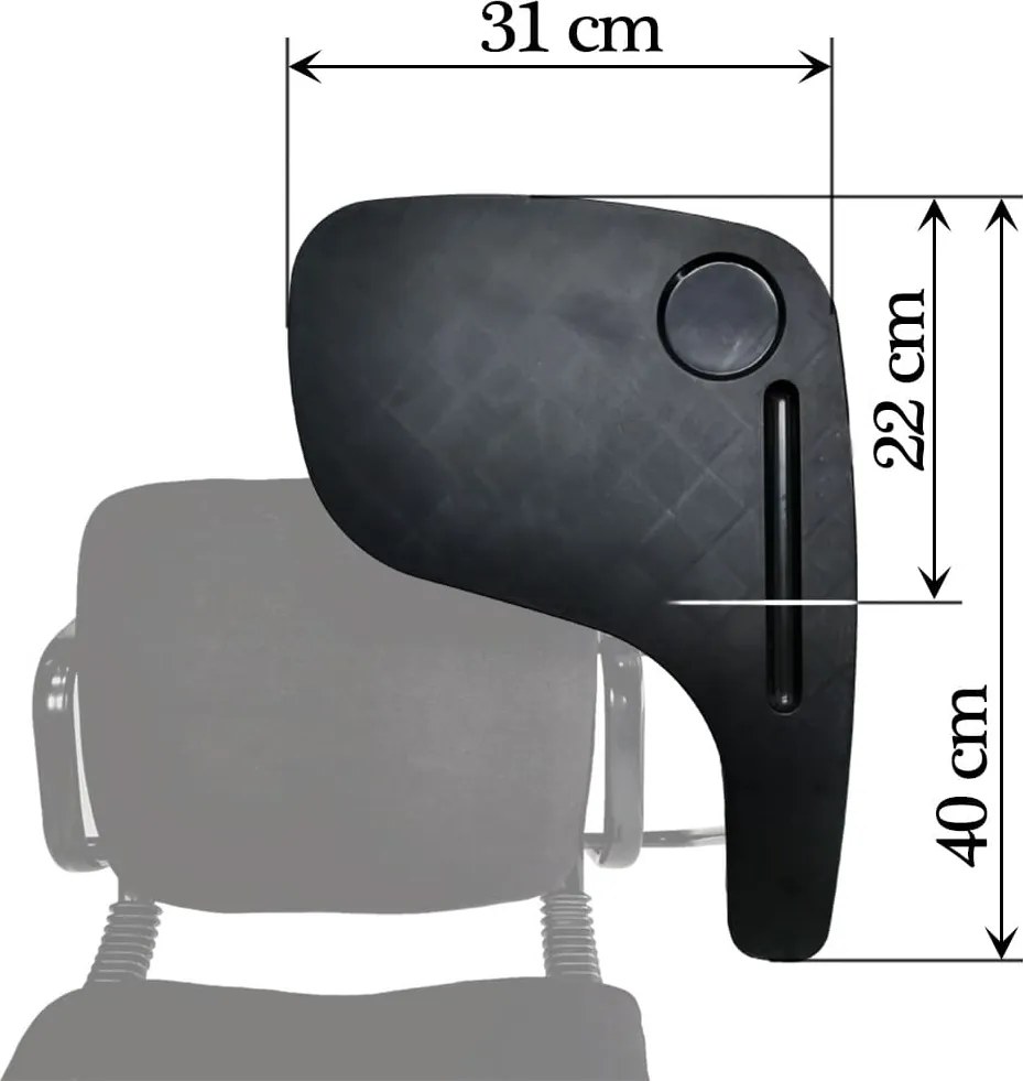 Scaun conferință gri HRC 606 cu măsuță rabatabilă și cadru metalic