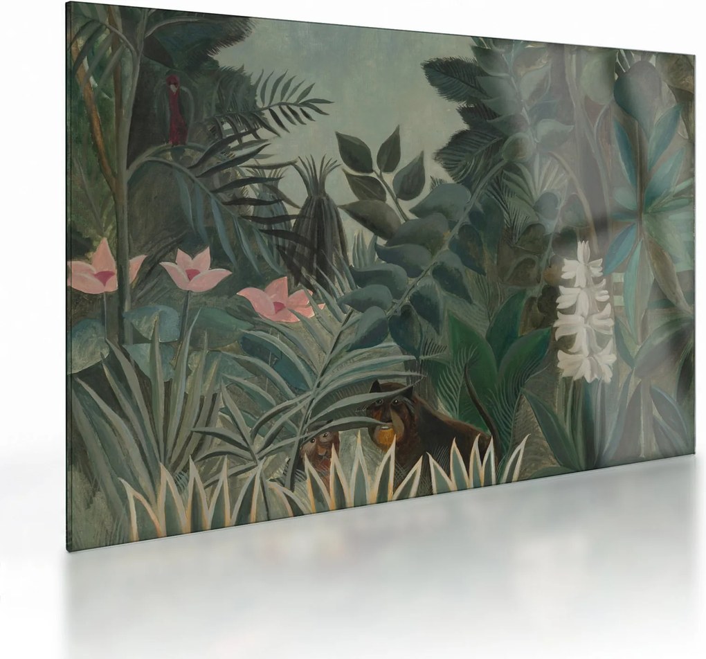 Tablou pe sticlă - Henri Rousseau, The Equatorial Jungle, reproducere (70x50 cm)