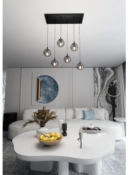 Lustră pe cablu COSMO 6xE14/10W/230V negru/gri