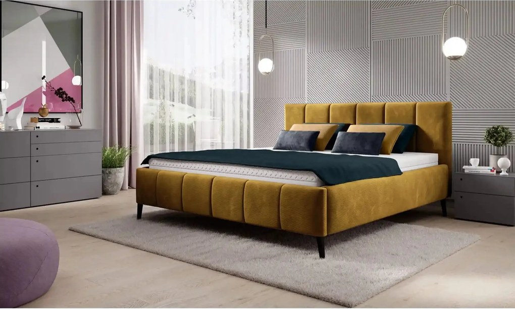 Pat RIVA SR 160x200, stofa galben mustar - Whisper 10, Gama Premium, c