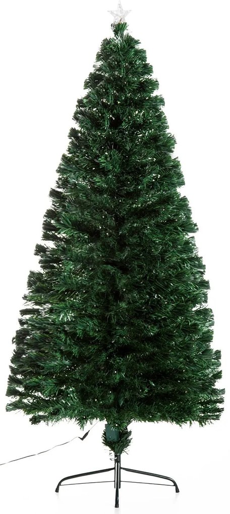HomCom Albero di Natale Artificiale 230 Rami in PVC con Luci LED Φ82 x 180cm Verde