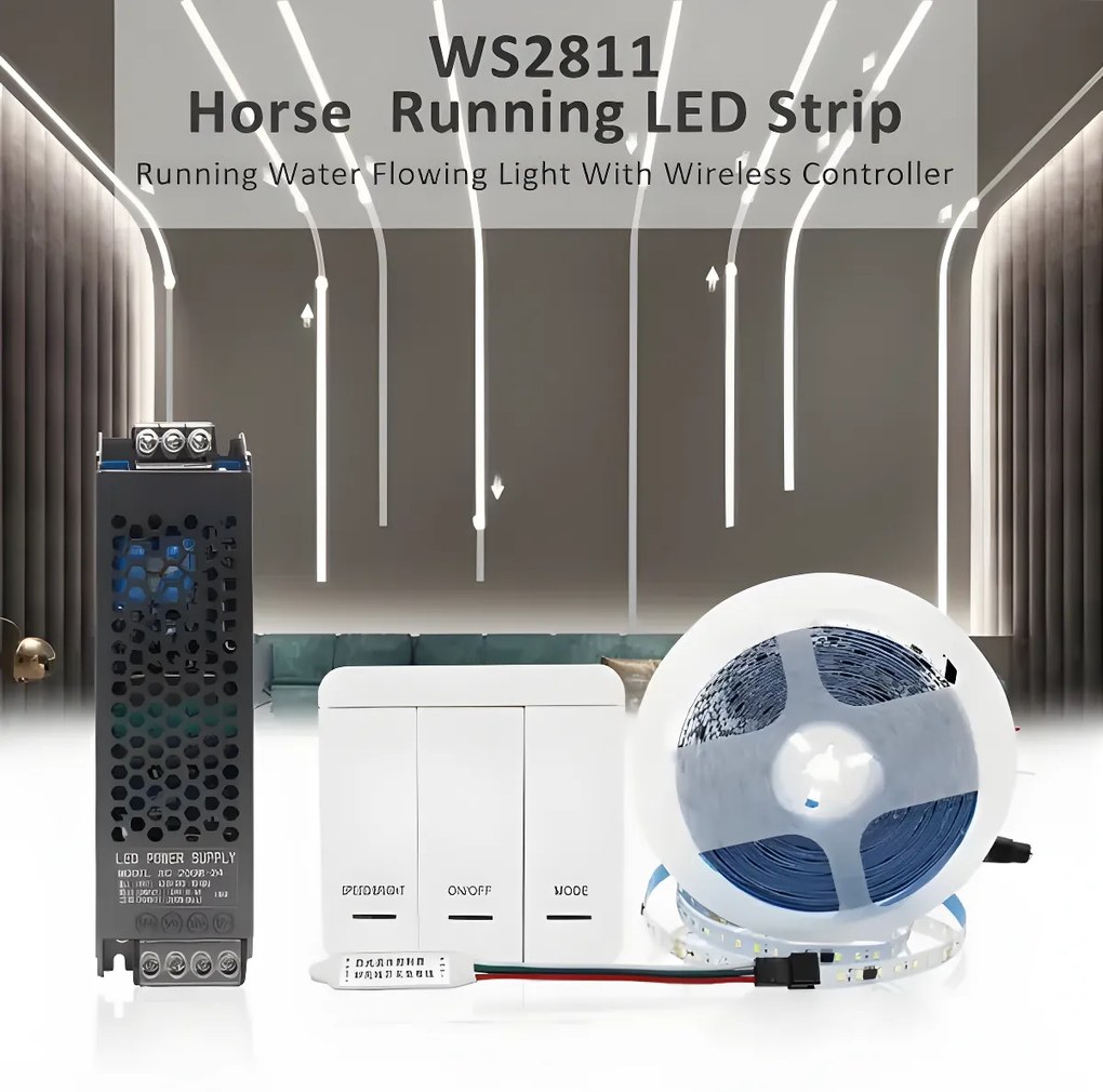 KIT Banda LED Digitală Premium – Iluminare Caldă de 3000K, 10m, 12W/M, 24V, cu Transformator de 150W și Controler pentru Design Modern