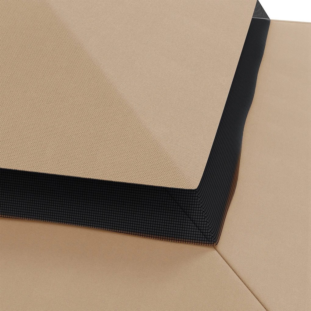 Outsunny Acoperiș de Schimb pentru Pavilion 3x3 m cu 2 Niveluri, Copertină Rezistentă la Apă din Poliester 170g/㎡ cu 8 Orificii de Drenaj, Bej | Aosom Romania