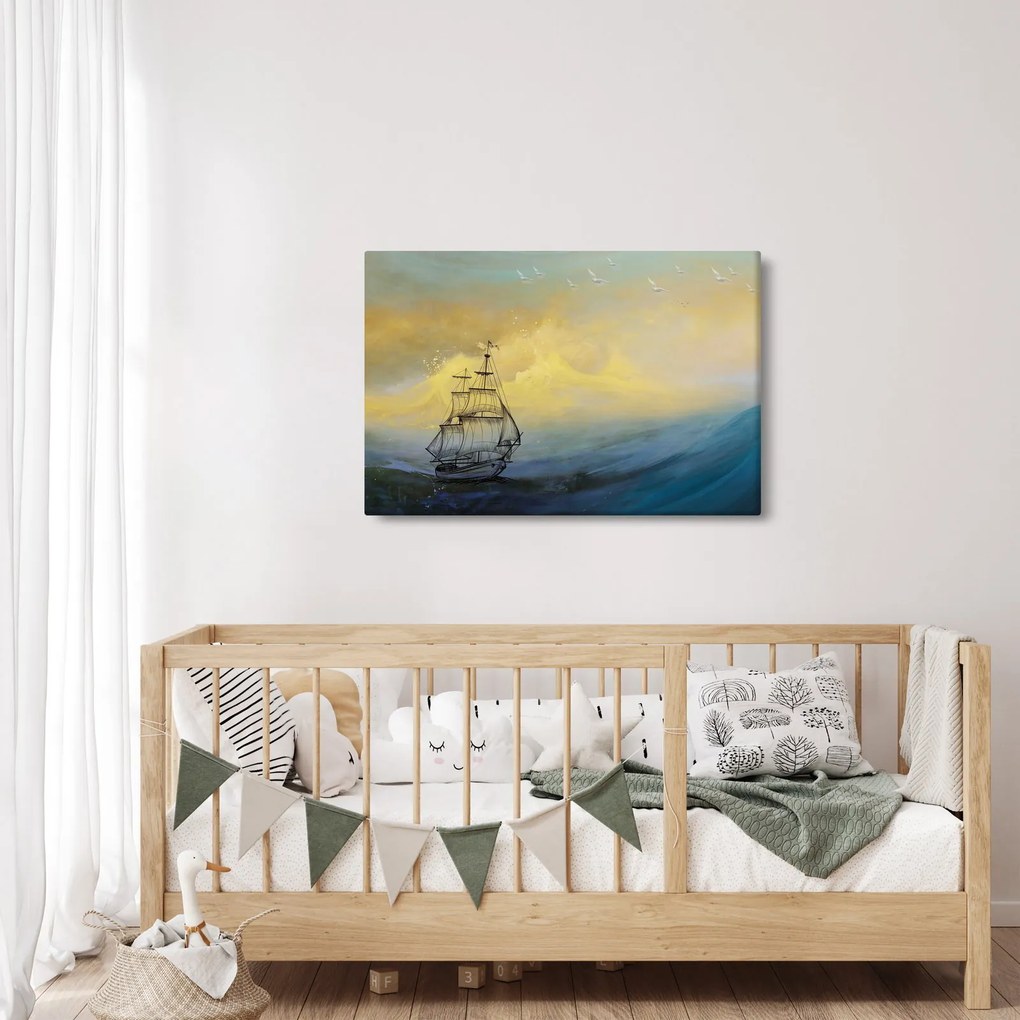Tablou - Pictură barcă pe mare (90x60 cm)
