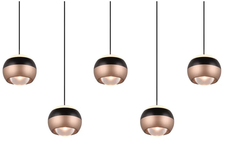 Lustră negru-arămiu LED cu abajur din metal Orbit – Trio Select