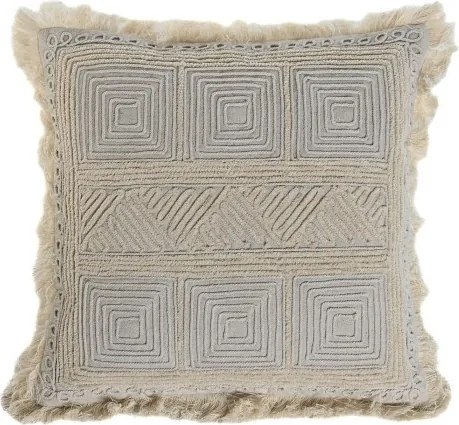 Pernă decorativă din bumbac brodată manual, 45 x 45 cm, bej natural, „Jaipur"