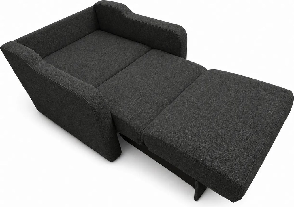 Fotoliu SAMY extensibil, cu lada de depozitare, stofa gri închis , cadru metalic, 103x100x92 Stofa, Gri Inchis