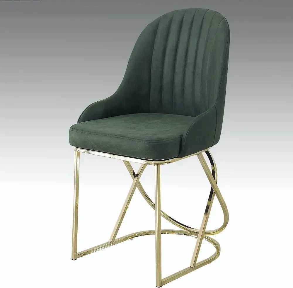 Scaun tapitat  si piciore metal  culoare gold