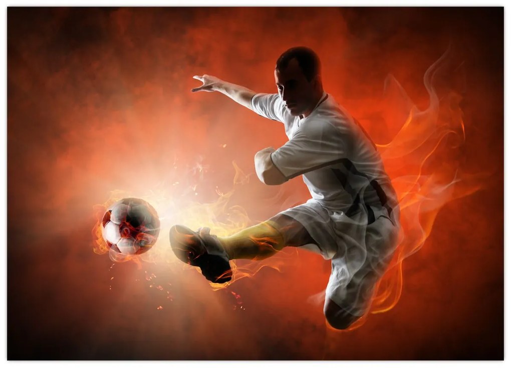 Tablou pe sticlă - Fotbalistul (70x50 cm)