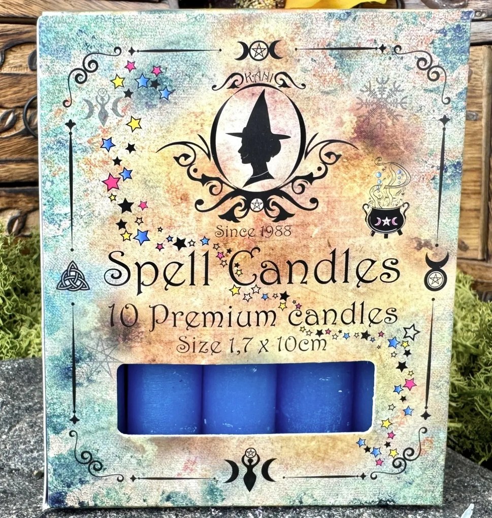 Set 10 lumanari albastre pentru ritualuri de protectie, intuitie si spiritualitate
