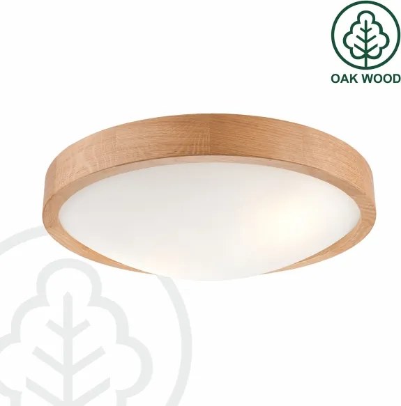 Brilagi-LED plafonieră dimabilă RGBW CARVALHO SLIM, 2x E27/9W/230V, Wi-Fi, stejar, Ø37 cm