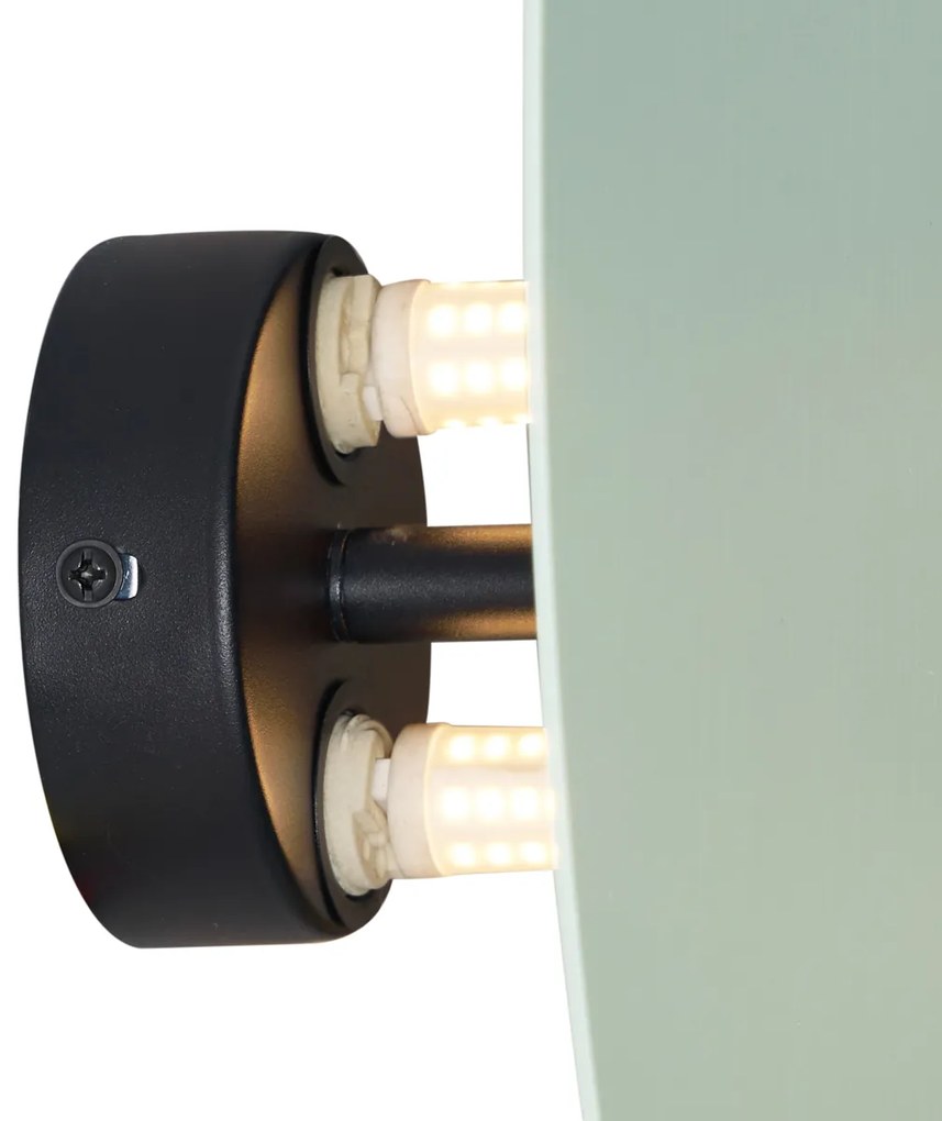 Lampă de perete de design verde organic 32cm 2 lumini - Pulley