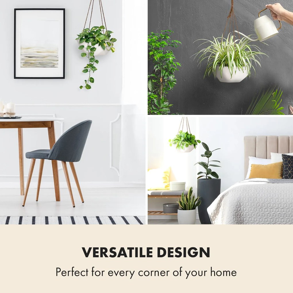 Laren, ghiveci suspendat, Ø 28 cm, Polystone, cu frânghii naturale, set de 2 bucăți