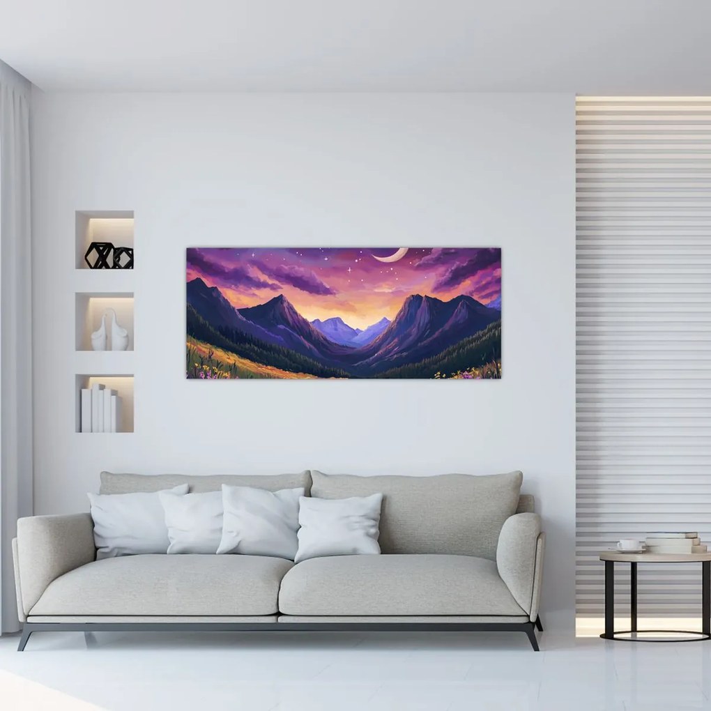 Tablou - Peisaj violet (120x50 cm)