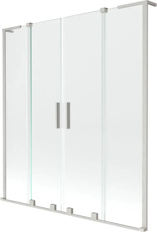 Mexen Velar L Duo paravan de baie cu 2 panouri glisante 150 x 150 cm, transparent, nichel satinat - 896-150-003-02-97