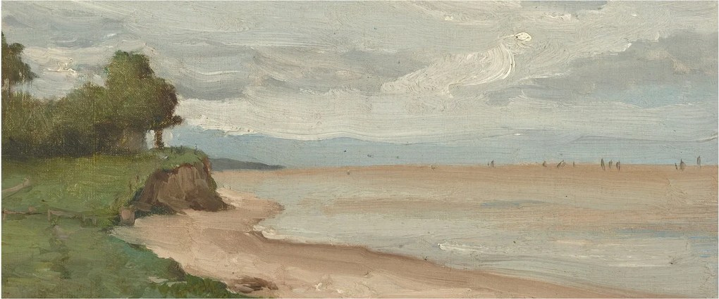 Tablou - Jean-Baptiste-Camille Corot, Beach Near Etretat, reproducere (120x50 cm)