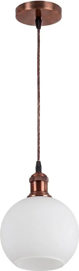 Brilagi - Lampă suspendată LED pe cablu RETRO GLASS 1xE27/60W/230V Ø 15 cm cupru/alb