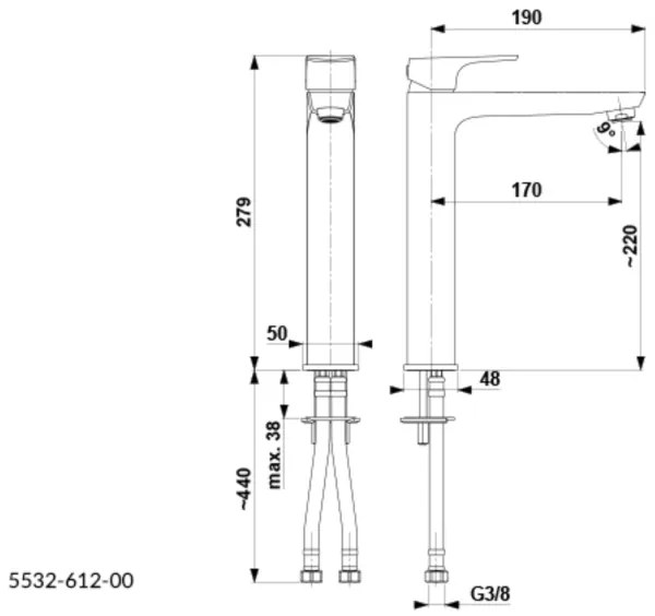 Baterie de lavoar KFA Armatura 5532-612-00 MOKAIT 27,9 cm alamă