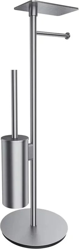 Suport hartie freestanding Omnires Modern Project cu spatiu pentru perie si raft finisaj nichel periat