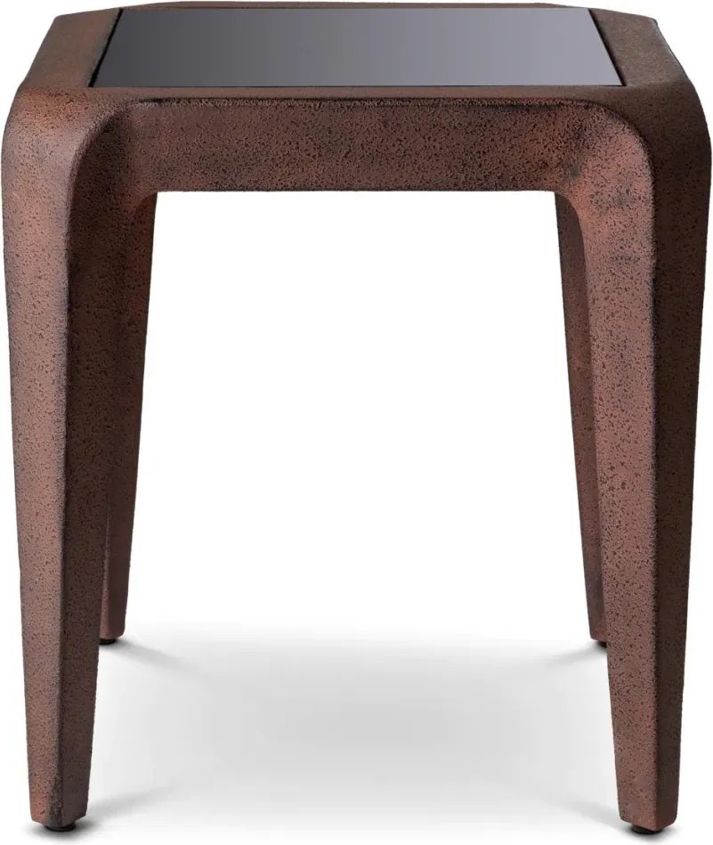 Masuta laterala LUX, Aluminiu Reciclat, Sticla Neagra, Quentin