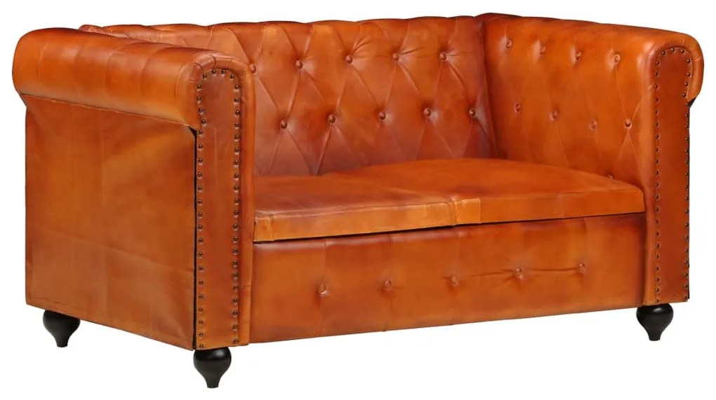 283758 vidaXL Canapea chesterfield cu 2 locuri, arămiu, piele naturală