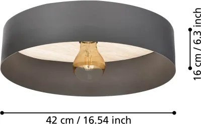 Plafonieră Eglo 901745 DUAIA 1xE27/40W/230V gri