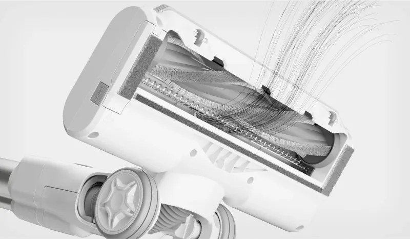 Aspirator vertical Xiaomi Mijia Vacuum Cleaner 4C F205, 170 AW, 400 W, 550 ml, Pana la 75 min, Iluminare LED, Perie antiincurcătura, Alb