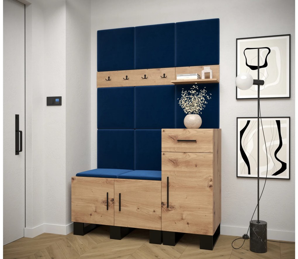 Set mobilier pentru hol Amanda 5 (Stejar artisan + Albastru). 1085898
