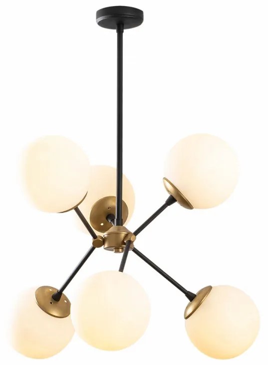 Lustra Gondol - 1122, 6 Becuri, Soclu E27, Max 40W, Culoare Negru / Alb