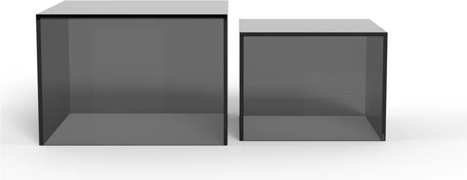 Măsuțe de cafea gri 2 buc. din sticlă 50x50 cm Dice – Actona