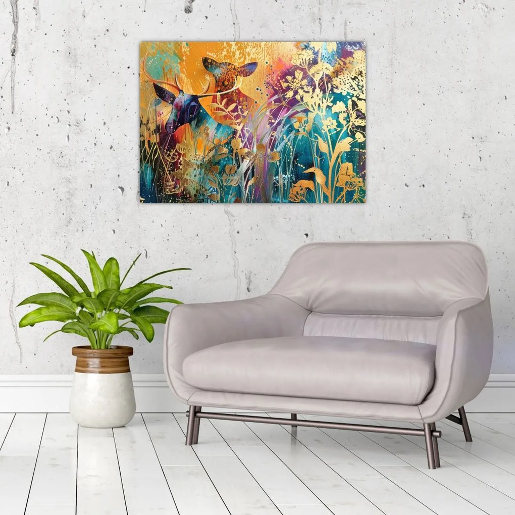 Tablou pe sticlă - Pictura abstractă a naturii (70x50 cm)