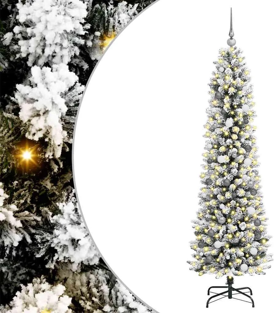 vidaXL Brad de Crăciun artificial Alb 210 cm PVC și metal și plastic