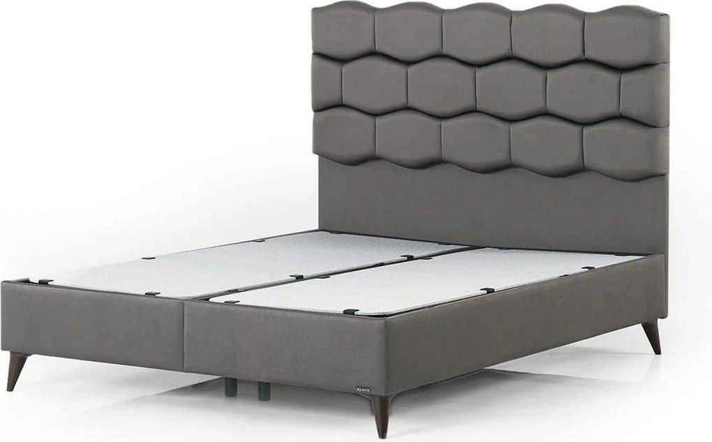Pat STONE 160x200, stofa clasica maro - Notto C0533, cu somiera si spa