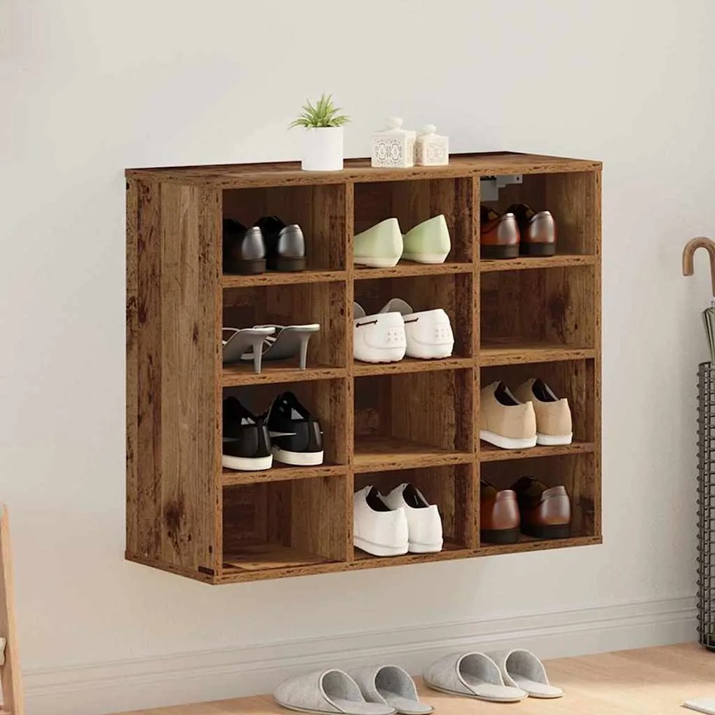 vidaXL Dulap pentru pantofi Lemn vechi 77.5 x 30 x 67 cm Lemn compozit