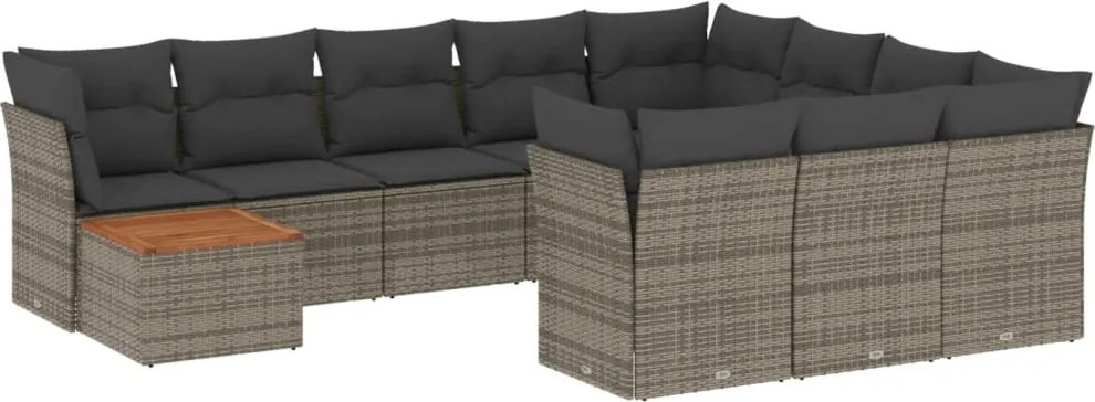 vidaXL Set canapele de grădină cu perne, 11 piese, gri, poliratan