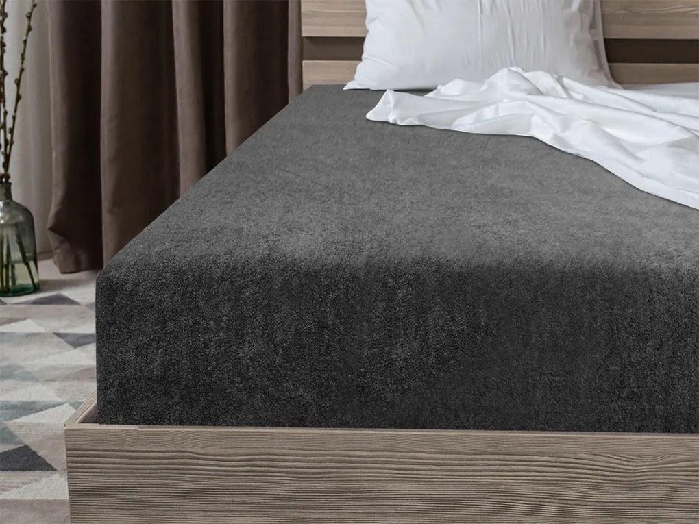 Cearsaf frotté gri inchis 200 x 220 cm