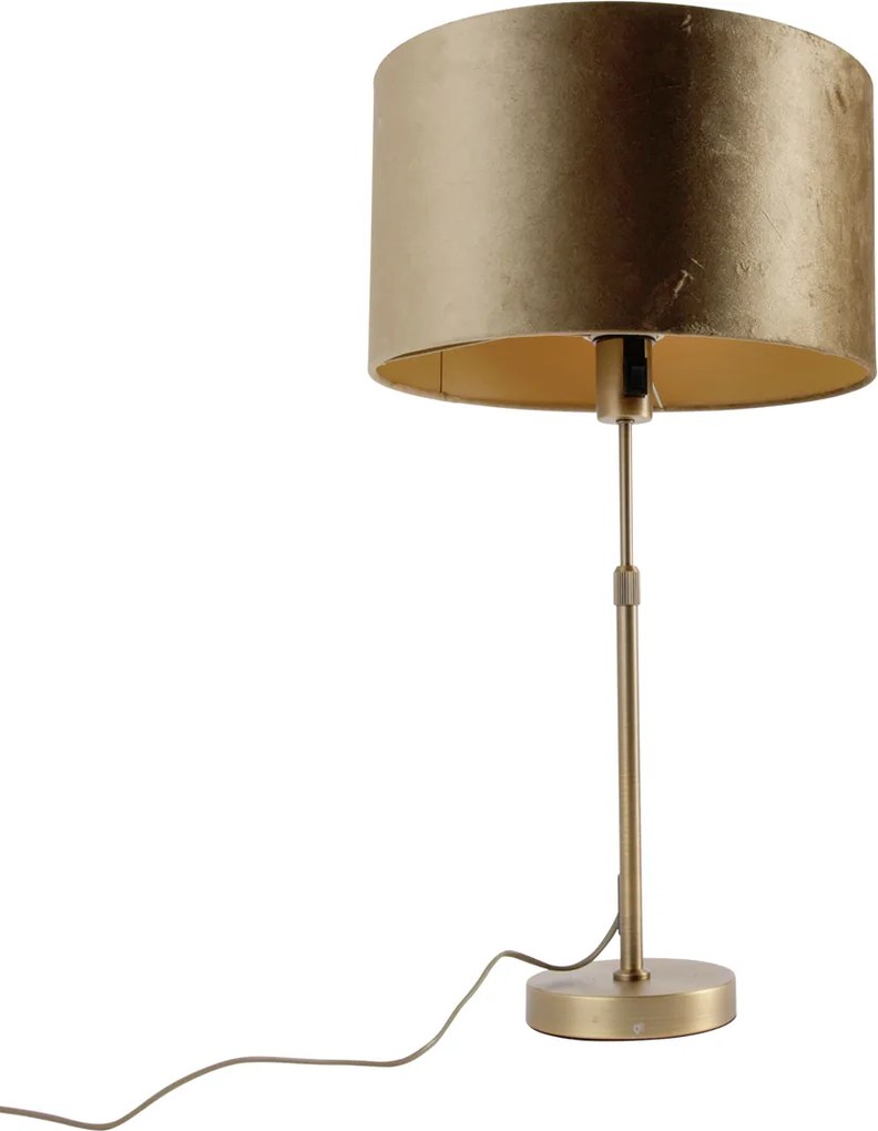 Lampă de masă bronz cu abajur de catifea bronz 35cm - Parte