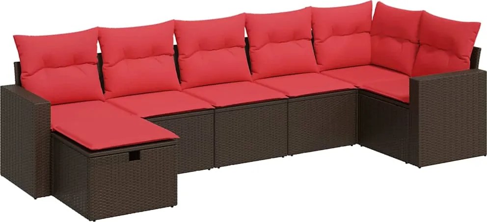 vidaXL Set canapele de grădină cu perne, 7 piese, maro, poliratan