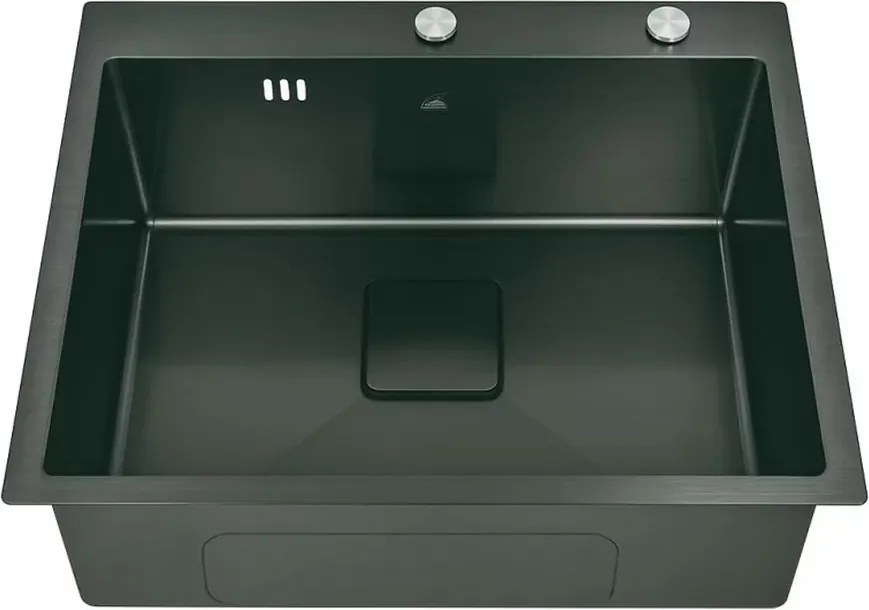Chiuveta inox Inter Ceramic cu o cuva fara picurator finisaj negru satinat 50x42 cm