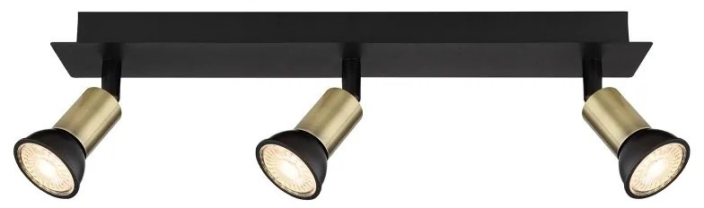 Plafoniera 3L design modern Drew negru, auriu