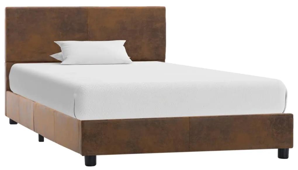 284780 vidaXL Cadru de pat, maro, 90 x 200 cm, piele întoarsă ecologică