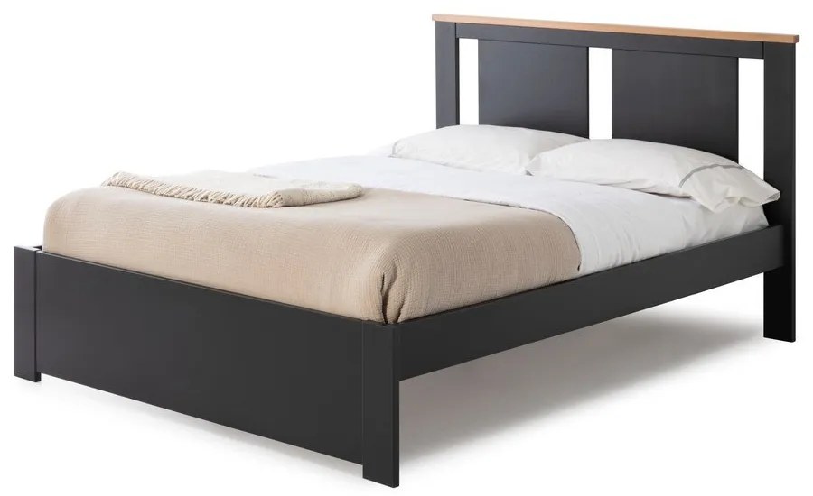 Pat matrimonial gri închis cu somieră 140x190 cm Enara – Marckeric