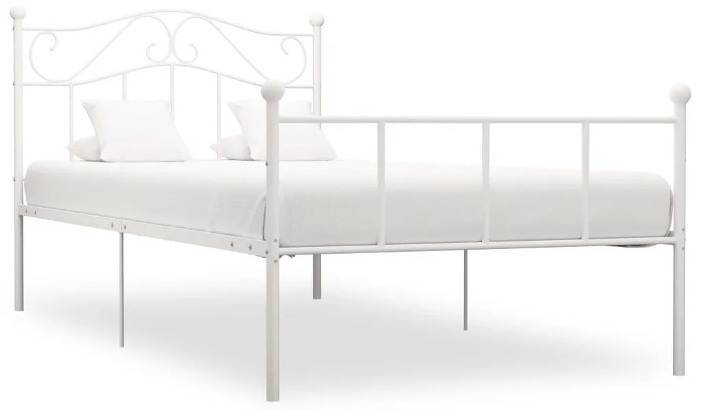 vidaXL Cadru de pat, alb, 90 x 200 cm, metal