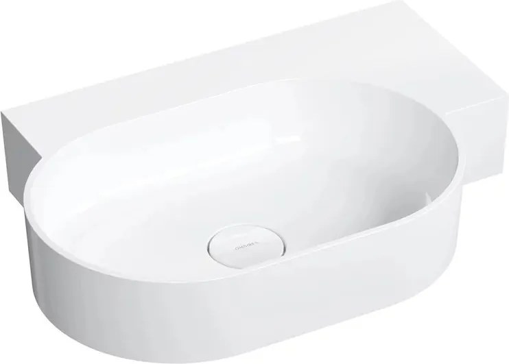 Lavoar suspendat Omnires Ovo M+ finisaj alb lucios 64.5 cm dreapta