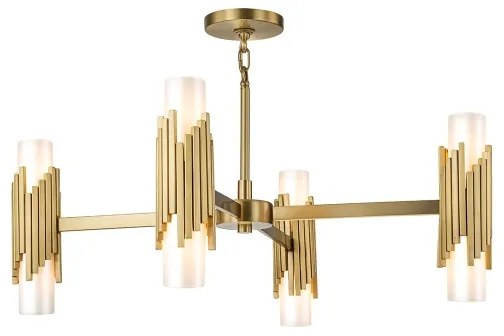 Elstead MARVELE8-AB-OPAL - Lustră MARVELE pe tijă, 8xE14/40W/230V, cu finisaj auriu