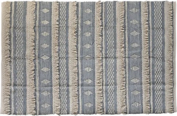 Covor din bumbac țesut manual, albastru și alb, 160 x 230 cm, 1600 gr, „Cotton Carpet Blue"