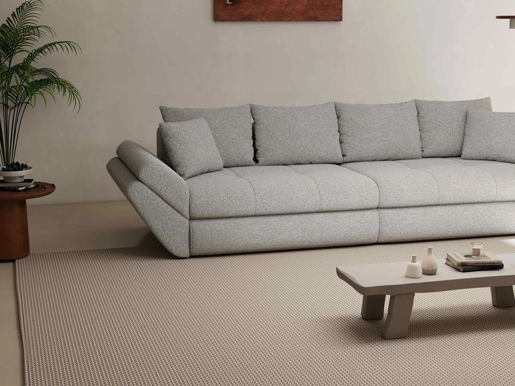 Canapea extensibilă dumonde cu ladă de depozitare si sezut confortabil din spuma high-density, Loana Euphoria Dove 300x100 cm