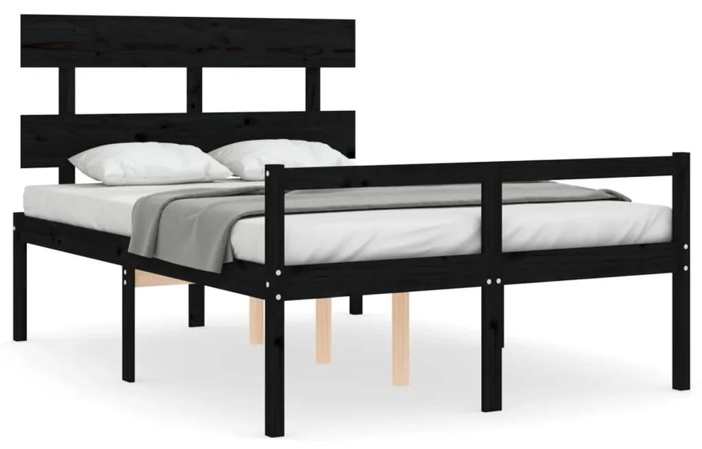 3195330 vidaXL Cadru de pat senior cu tăblie dublu, negru, lemn masiv