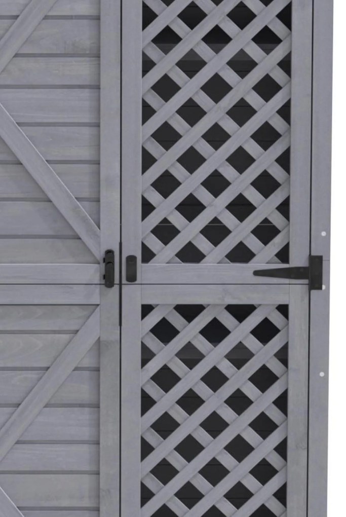 Depozit de mobilier de grădină din lemn pentru exterior, magazie de unelte rezistentă la intemperii, cu mult spațiu de depozitare și construcție din lemn stabilă, 90×56,5×175,3 cm, Gri